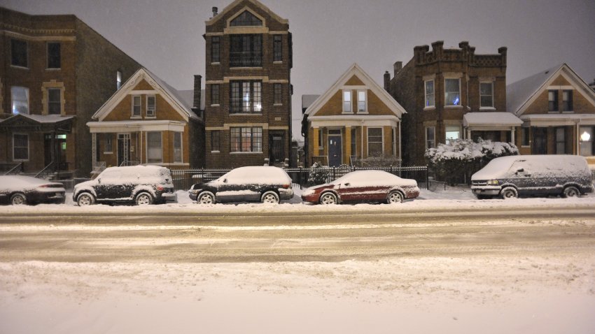 Chicago street after multiple snow storms.